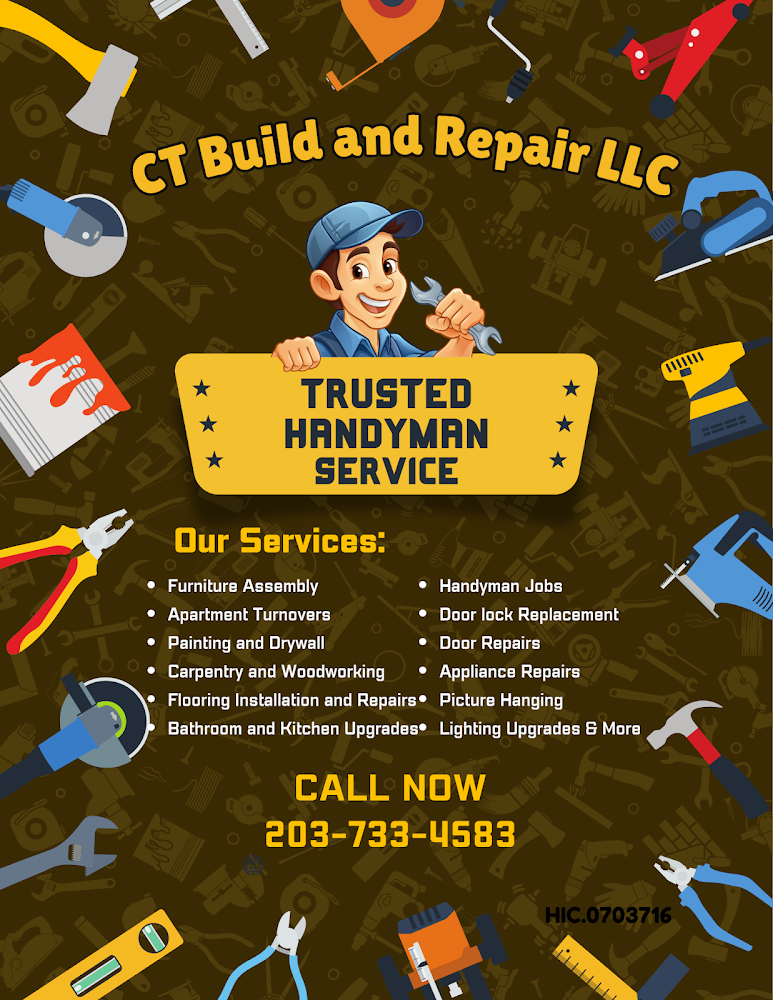 CT Build & Repair - handyman, home services, deck repair, custom builds, drywall repair, painting, furniture assembly